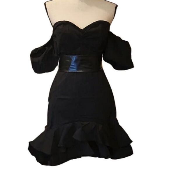 Sugarlips off shoulder bodycon dress w puff sleev sz s or m - Picture 6 of 7